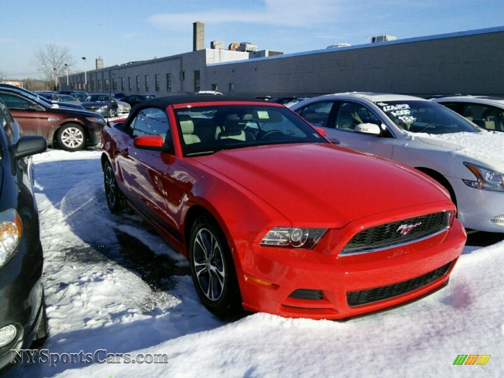 2014 Mustang V6 Premium Convertible - Race Red / Medium Stone photo #1