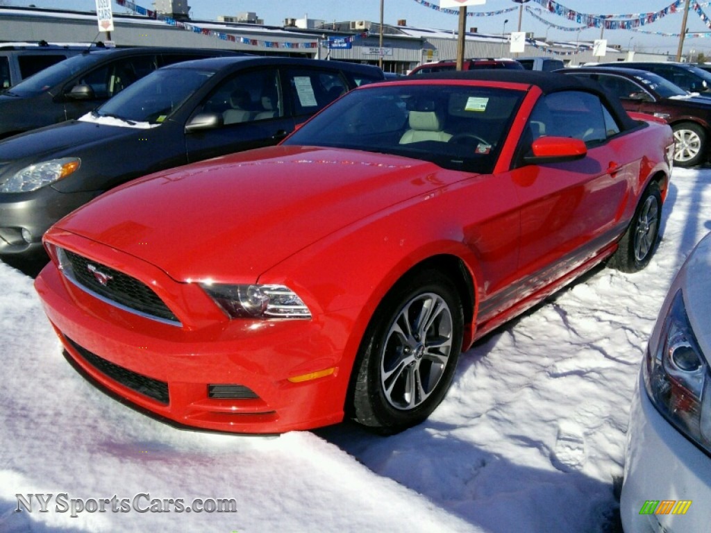 2014 Mustang V6 Premium Convertible - Race Red / Medium Stone photo #3