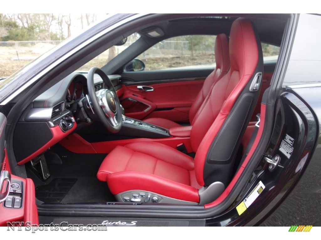 2014 911 Turbo S Coupe - Basalt Black Metallic / Carrera Red Natural Leather photo #12