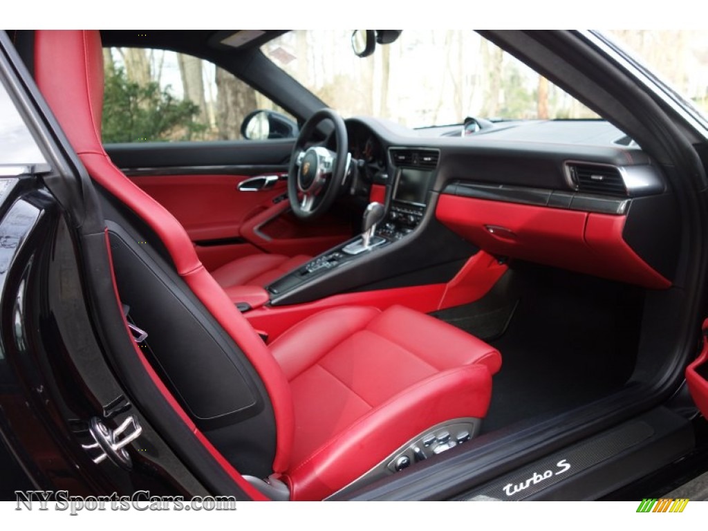 2014 911 Turbo S Coupe - Basalt Black Metallic / Carrera Red Natural Leather photo #14