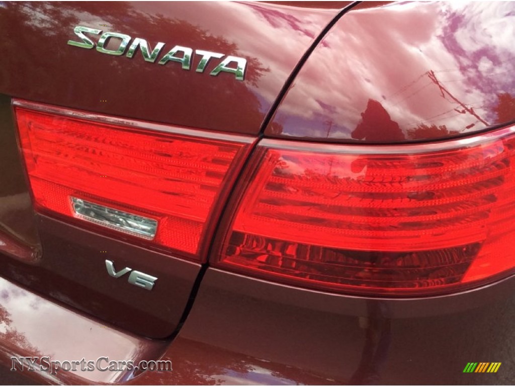 2009 Sonata Limited V6 - Dark Cherry Red / Camel photo #24