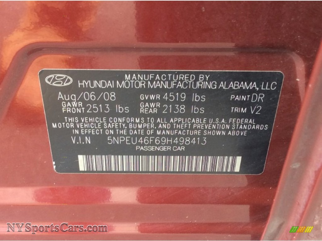 2009 Sonata Limited V6 - Dark Cherry Red / Camel photo #33