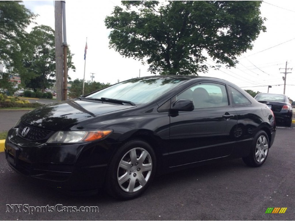 2009 Civic LX Coupe - Crystal Black Pearl / Gray photo #1