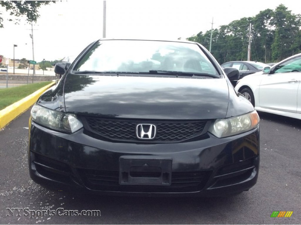2009 Civic LX Coupe - Crystal Black Pearl / Gray photo #2