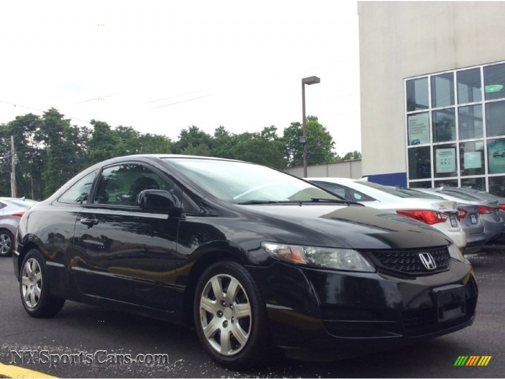 2009 Civic LX Coupe - Crystal Black Pearl / Gray photo #3
