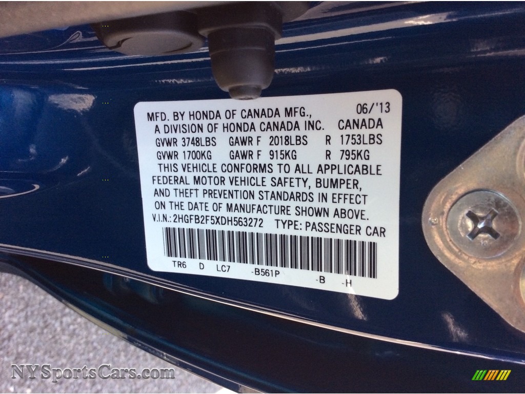 2013 Civic LX Sedan - Dyno Blue Pearl / Gray photo #24
