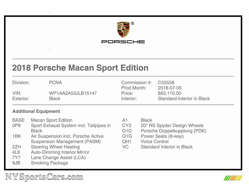 2018 Macan Sport Edition - Black / Black photo #26