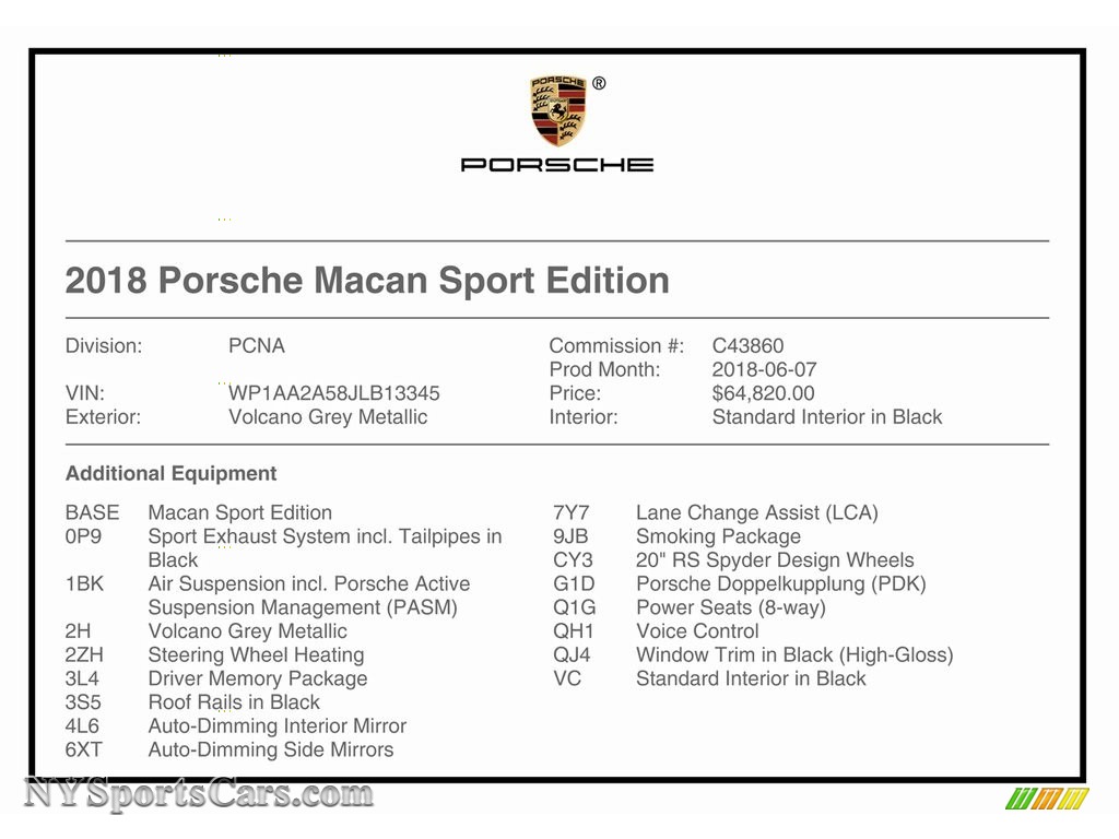2018 Macan Sport Edition - Volcano Grey Metallic / Black photo #20