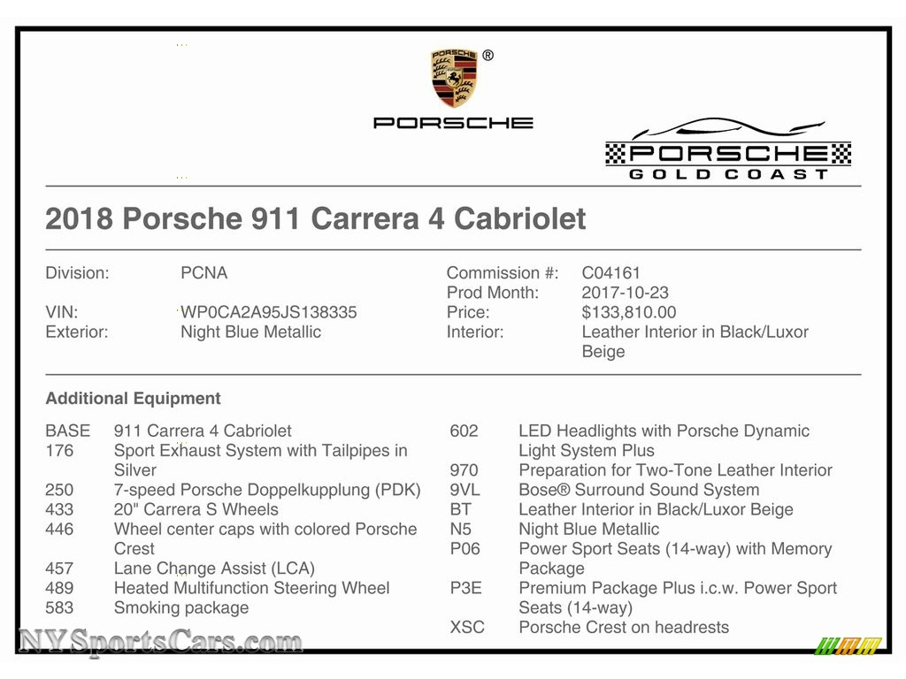 2018 911 Carrera 4 Cabriolet - Night Blue Metallic / Black/Luxor Beige photo #32