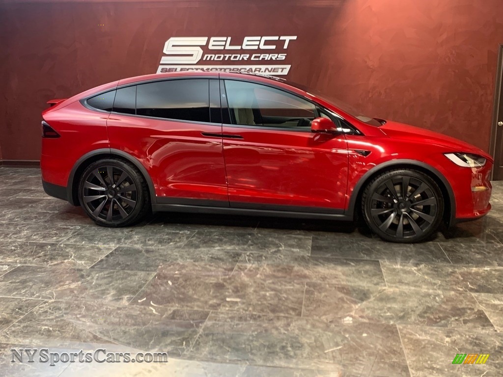 2022 Model X Plaid - Red Multi-Coat / Cream photo #5