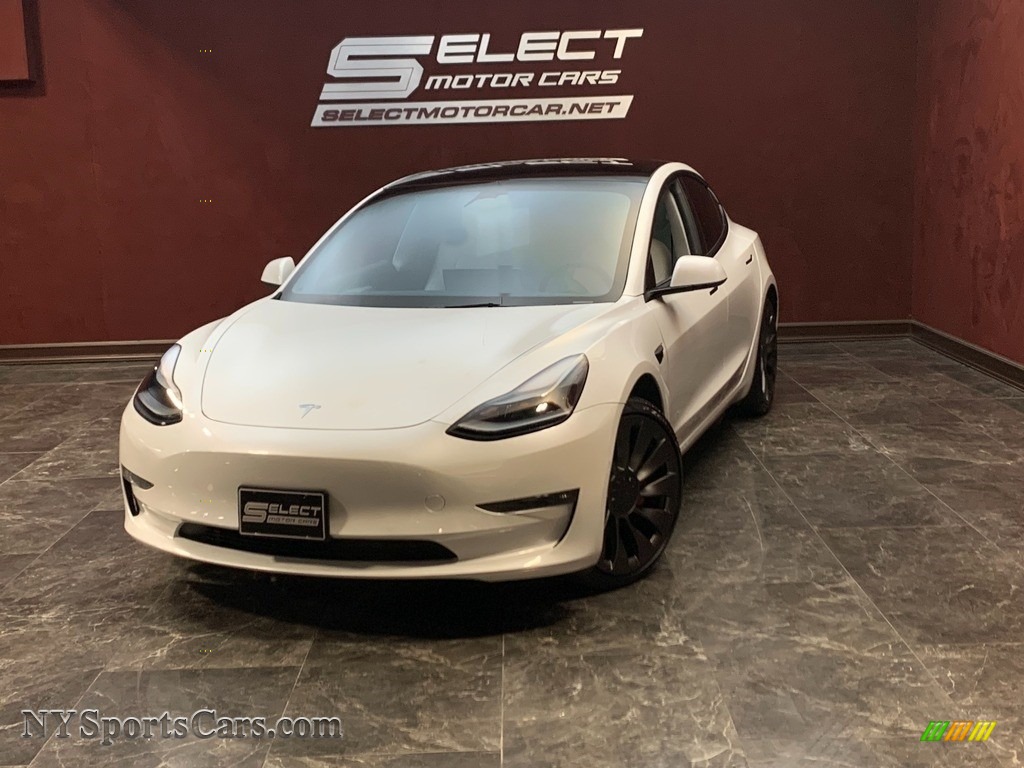 Pearl White Multi-Coat / White Tesla Model 3 Performance AWD