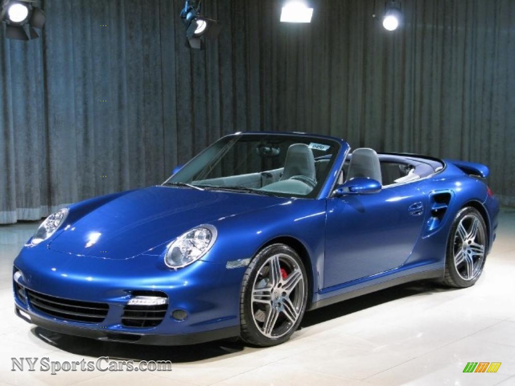 Cobalt Blue Metallic / Stone Grey Porsche 911 Turbo Cabriolet