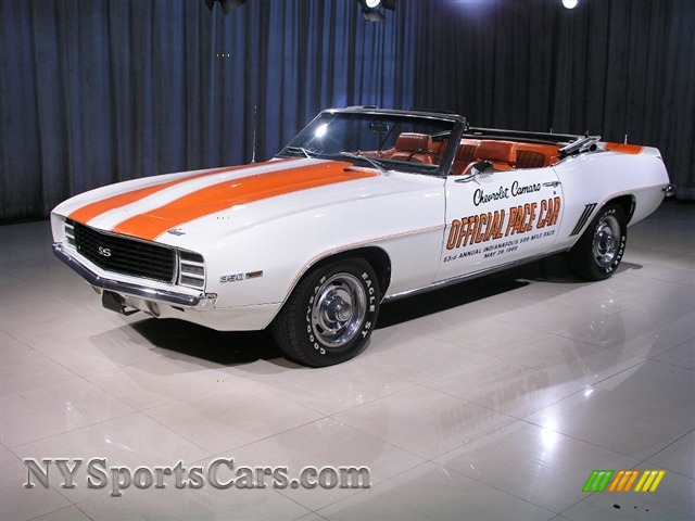 1969 Camaro Indy Pace Car Convertible - White/Orange Stripes / Orange Houndstooth photo #1
