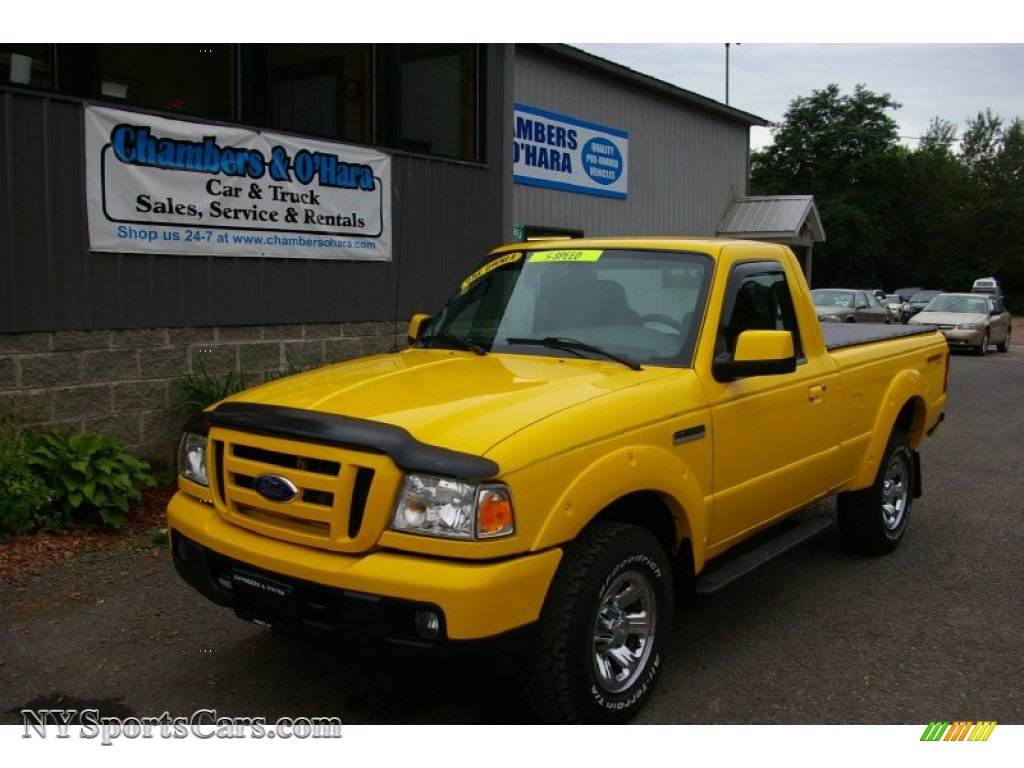 Screaming Yellow / Medium Dark Flint Ford Ranger Sport Regular Cab 4x4