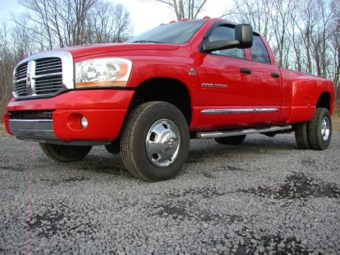 Flame Red 2006 Dodge Ram 3500 Laramie Quad Cab 4x4 Dually