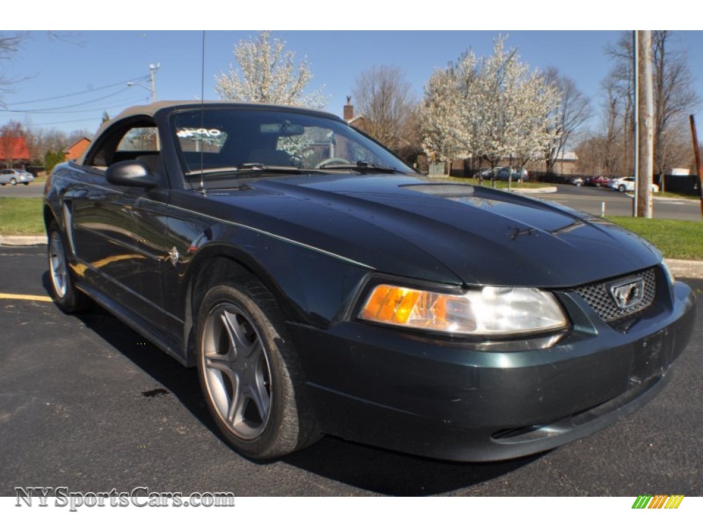 1999 Mustang V6 Convertible - Dark Green Satin Metallic / Medium Parchment photo #5