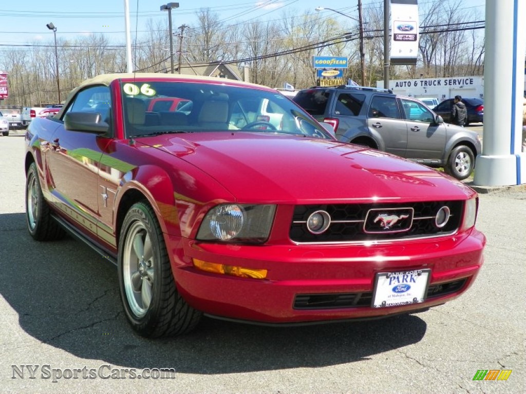 2006 Mustang V6 Premium Convertible - Redfire Metallic / Light Parchment photo #4