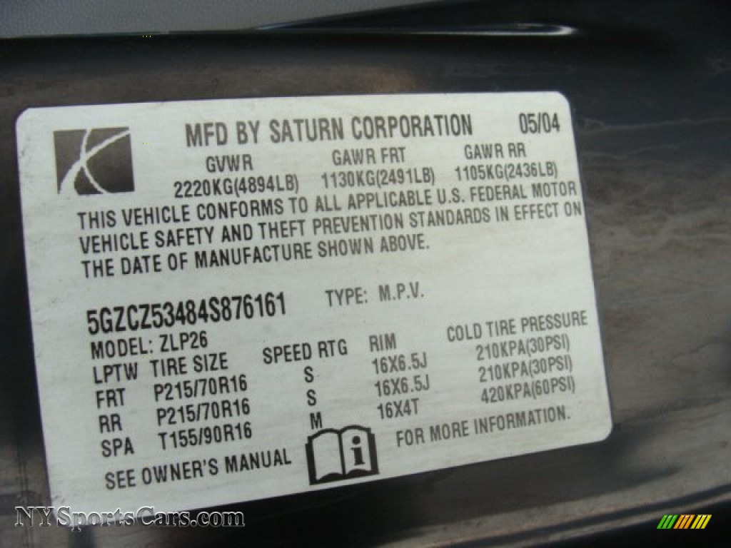 2004 VUE V6 - Black Onyx / Gray photo #28 2004 VUE V6 - Black Onyx / Gray photo #28