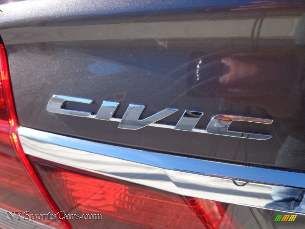 2013 Civic LX Sedan - Urban Titanium Metallic / Beige photo #61