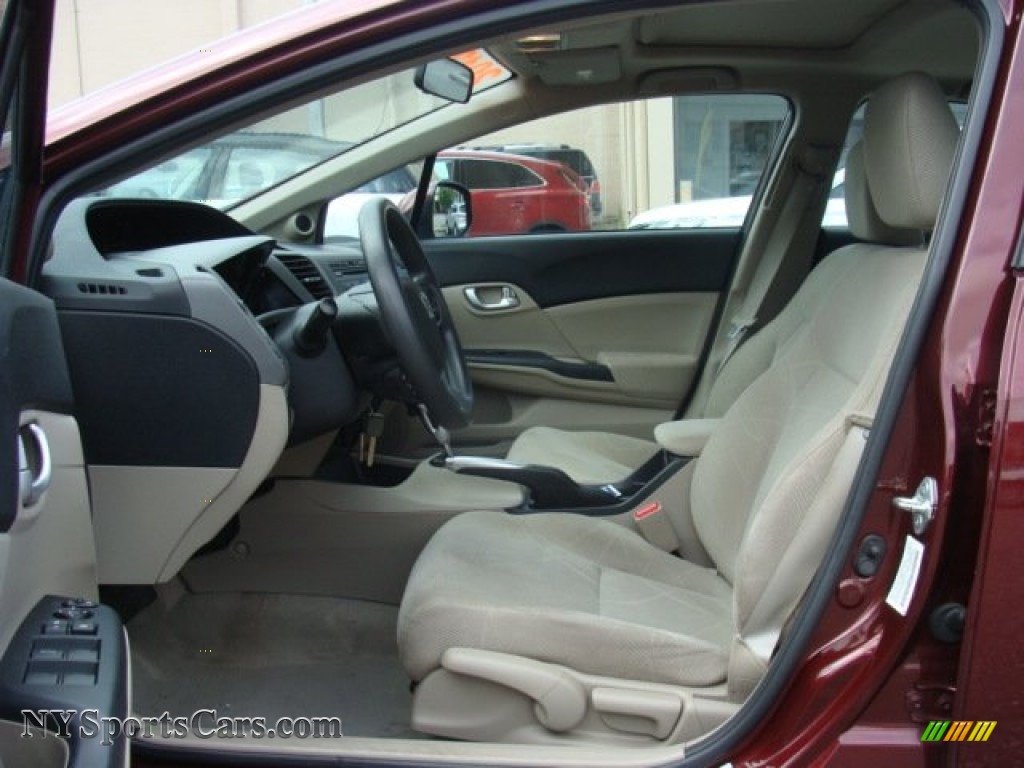 2012 Civic EX Sedan - Crimson Pearl / Beige photo #11