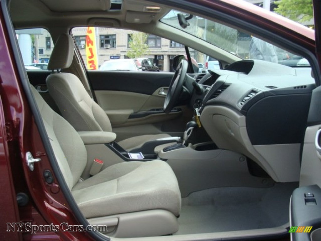 2012 Civic EX Sedan - Crimson Pearl / Beige photo #25