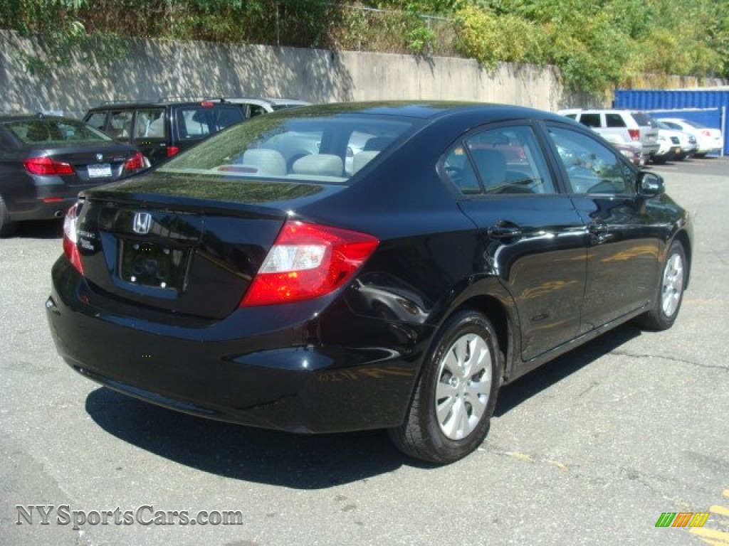 2012 Civic LX Sedan - Crystal Black Pearl / Gray photo #4